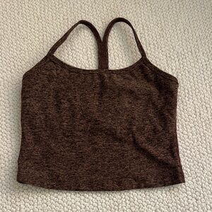 Beyond yoga spacedye soft racerback cropped top | XS | Khaki Brown